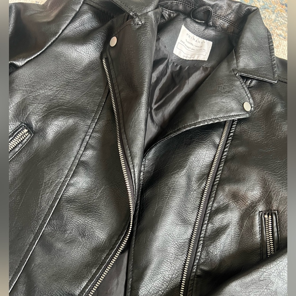 Primark Black Kids Faux Leather Jacket - Picture 2 of 8